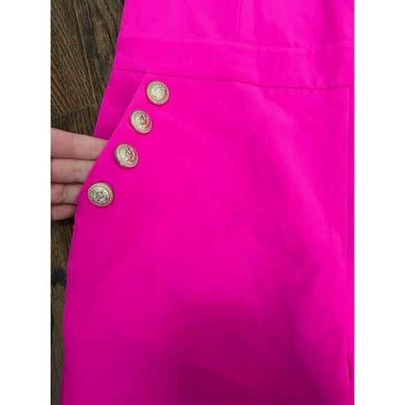 Generation Love Alexis Strapless Crepe Jumpsuit Cropped Magenta Pink Large NEW - Picture 4 of 11